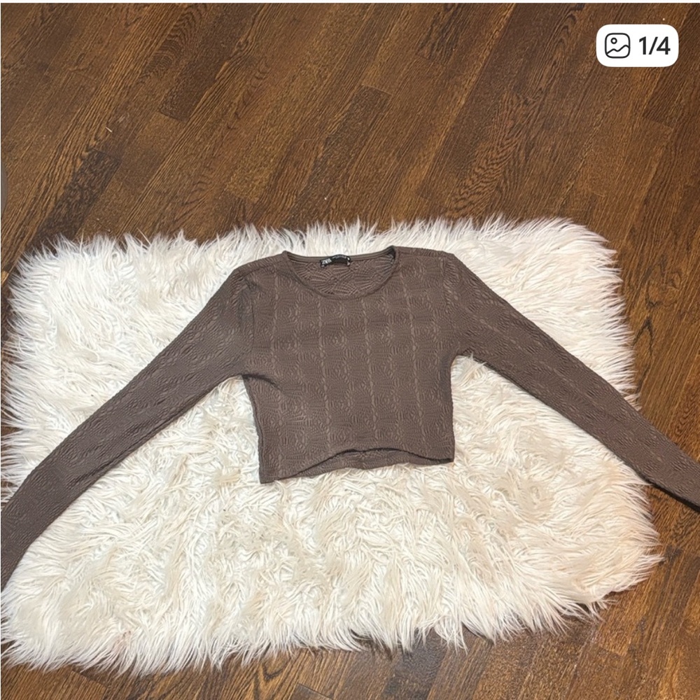 Zara Textured Brown Top